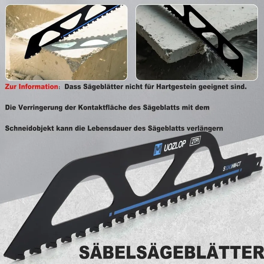 Muozlop 305mm Hartmetall Sägeblätter für Stein, Porenbeton, Metall, Ziegel (5