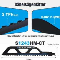 Muozlop 305mm Hartmetall Sägeblätter für Stein, Porenbeton, Metall, Ziegel (5