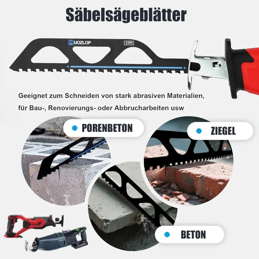 Muozlop 305mm Hartmetall Sägeblätter für Stein, Porenbeton, Metall, Ziegel (5