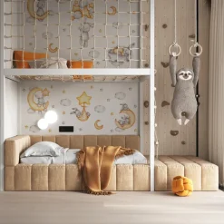 Muralo Aufkleber Set für Kinderzimmer Kaninchen Wolken Sterne Wandstickers für Kinder