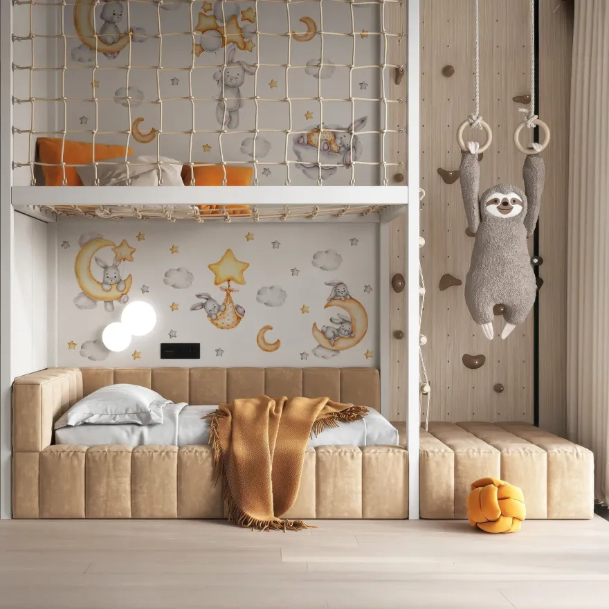 Muralo Aufkleber Set für Kinderzimmer Kaninchen Wolken Sterne Wandstickers für Kinder