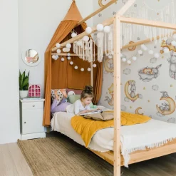 Muralo Aufkleber Set für Kinderzimmer Kaninchen Wolken Sterne Wandstickers für Kinder