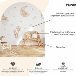Muralo Aufkleber Set für Kinderzimmer Kaninchen Wolken Sterne Wandstickers für Kinder