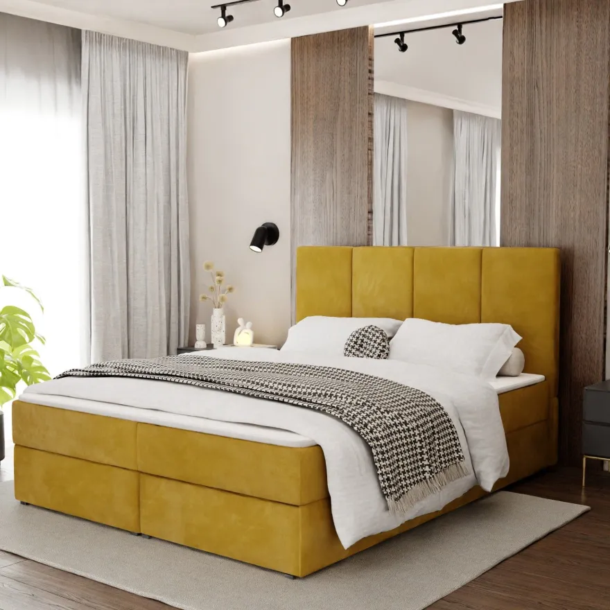 Muralo Kontinentalbett mit zwei Bettkasten Doppelbett Polsterbett für Schlafzimmer