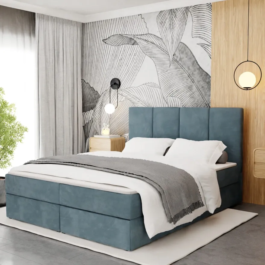 Muralo Kontinentalbett mit zwei Bettkasten Doppelbett Polsterbett für Schlafzimmer