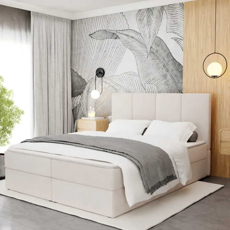 Muralo Kontinentalbett mit zwei Bettkasten Doppelbett Polsterbett für Schlafzimmer