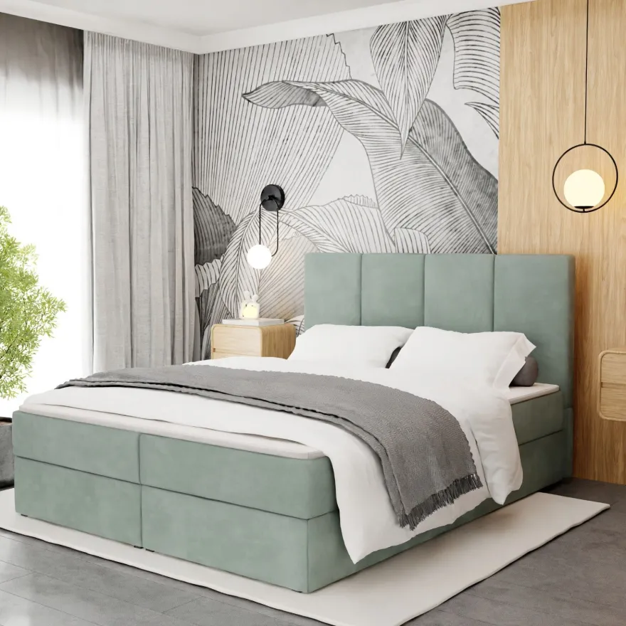 Muralo Kontinentalbett mit zwei Bettkasten Doppelbett Polsterbett für Schlafzimmer