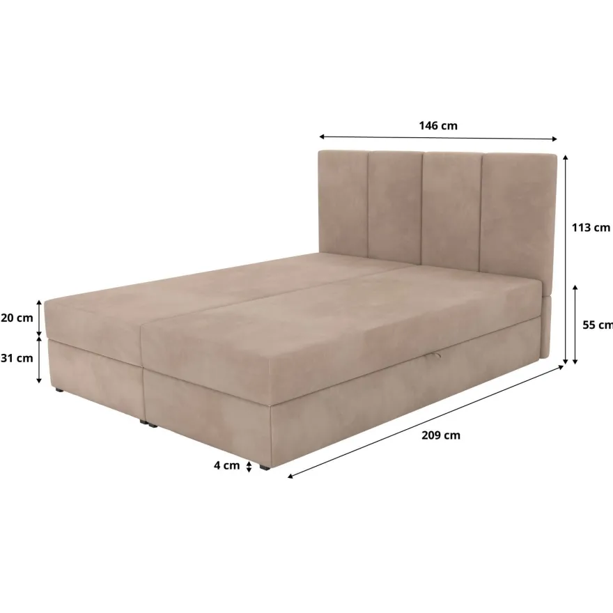 Muralo Kontinentalbett mit zwei Bettkasten Doppelbett Polsterbett für Schlafzimmer