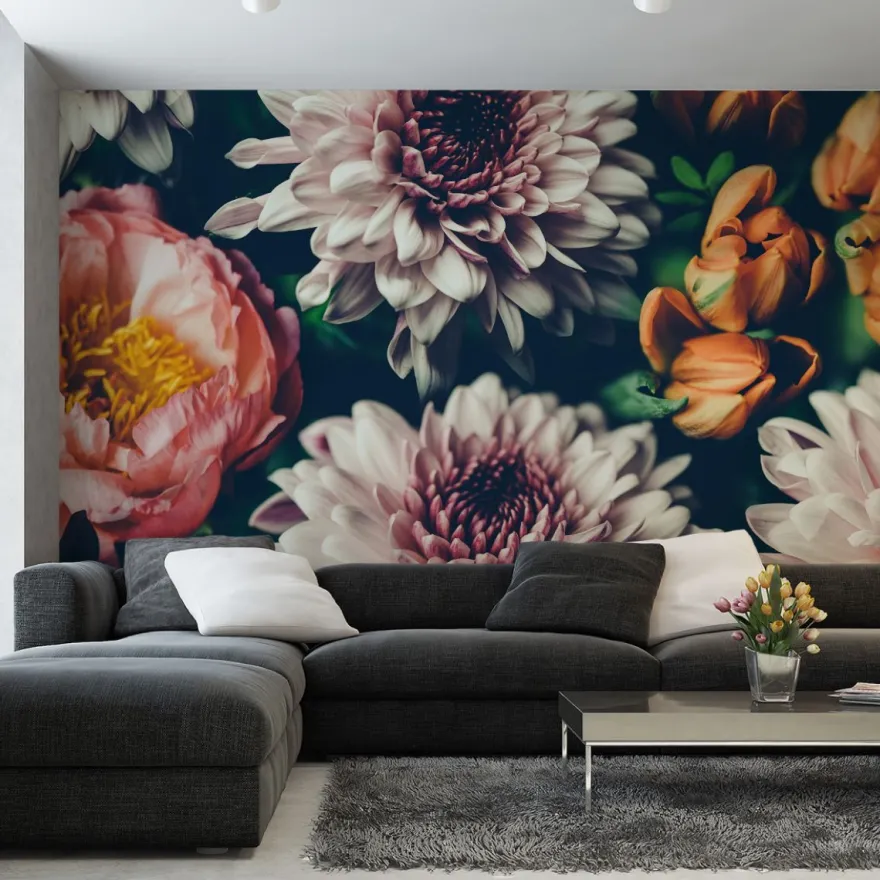 Muralo VLIES Fototapeten Tapeten XXL Büro BLUMEN Vintage 3D Muster 5064