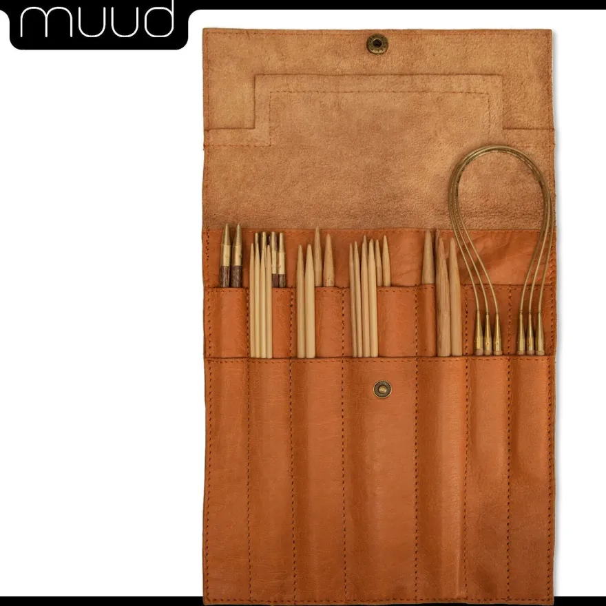 muud Oslo handgefertigtes Nadeletui aus Leder Aufbewahrung Stricknadel 2 Farben