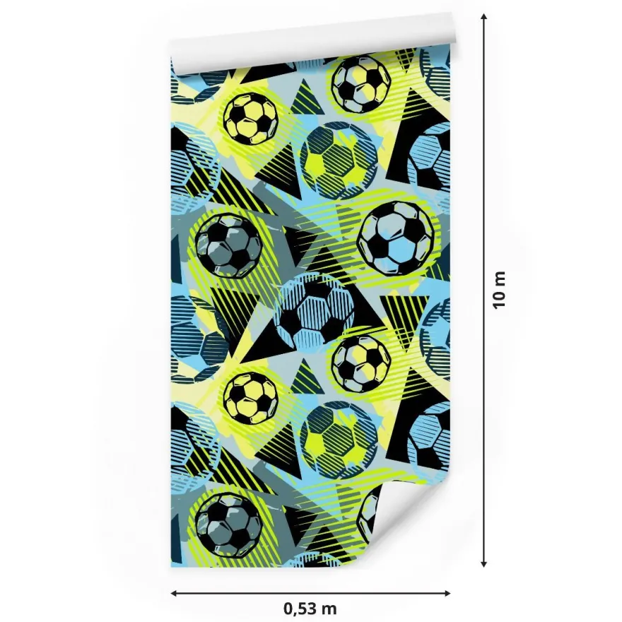 10m VLIES TAPETE Rolle für Jugend bunter Fußball SPORT 6134