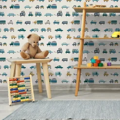 10m VLIES TAPETE Rolle Kinderzimmer Stadt Autos Fahrräder Transport XXL 3317