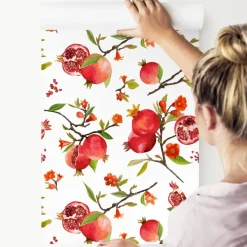10m VLIES TAPETE Rolle Obst Granatapfelblüten für Dekor 6362