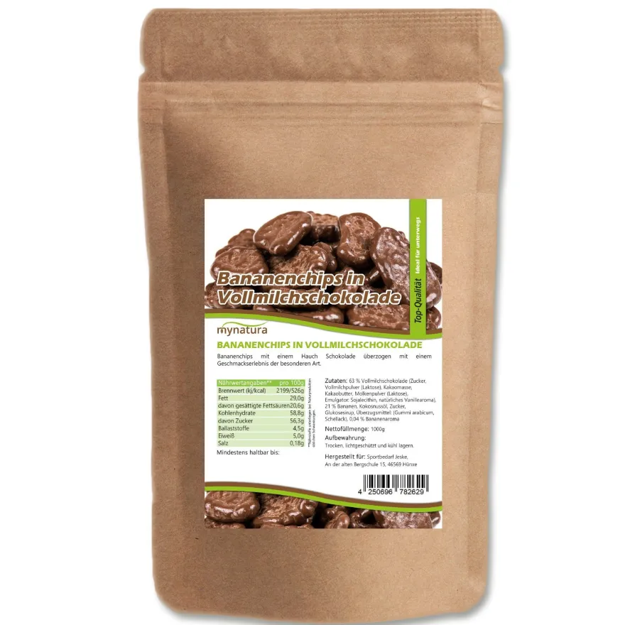 Mynatura Bananenchips mit Vollmilchschokolade – ab 1000g