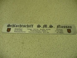 Namensschild für Modellständer mit Daten - SMS Nassau