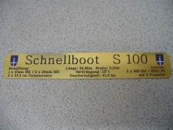 Namensschild für Modellständer mit Daten - Schnellboot S 80