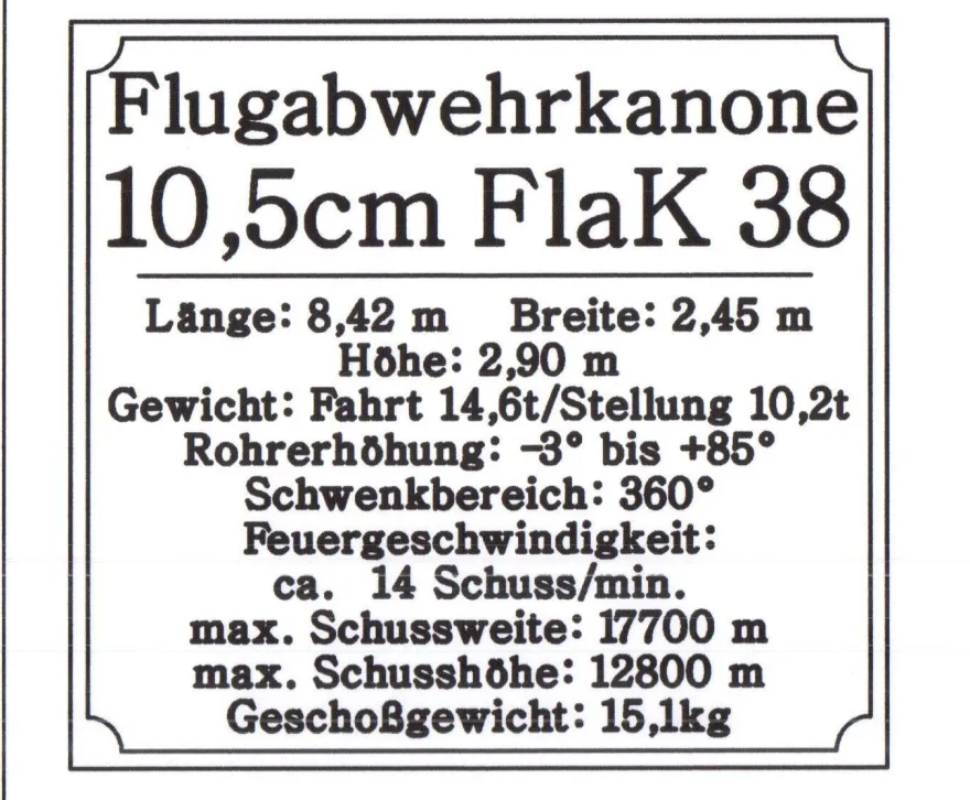 Namensschild für Modellständer oder Diorama - 8,8cm FlaK 36