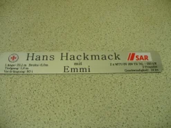 Namensschild für Modellständer mit Daten - Hans Hackmack