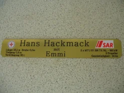 Namensschild für Modellständer mit Daten - Hans Hackmack