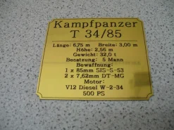 Namensschild für Modellständer oder Diorama - T 34/85