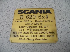 Namensschild für Modellständer oder Diorama - SCANIA R620 6x4