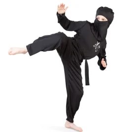 narrenwelt Kostüm Ninja - 2tlg. Anzug Oberteil + Hose schwarz für Kinder Größe: