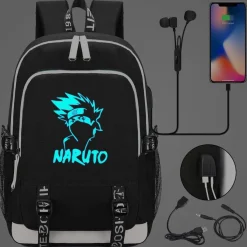Naruto Schultasche Uzumaki Uchiha Rucksack Akatsuki noctilucent USB-Lade Backpack