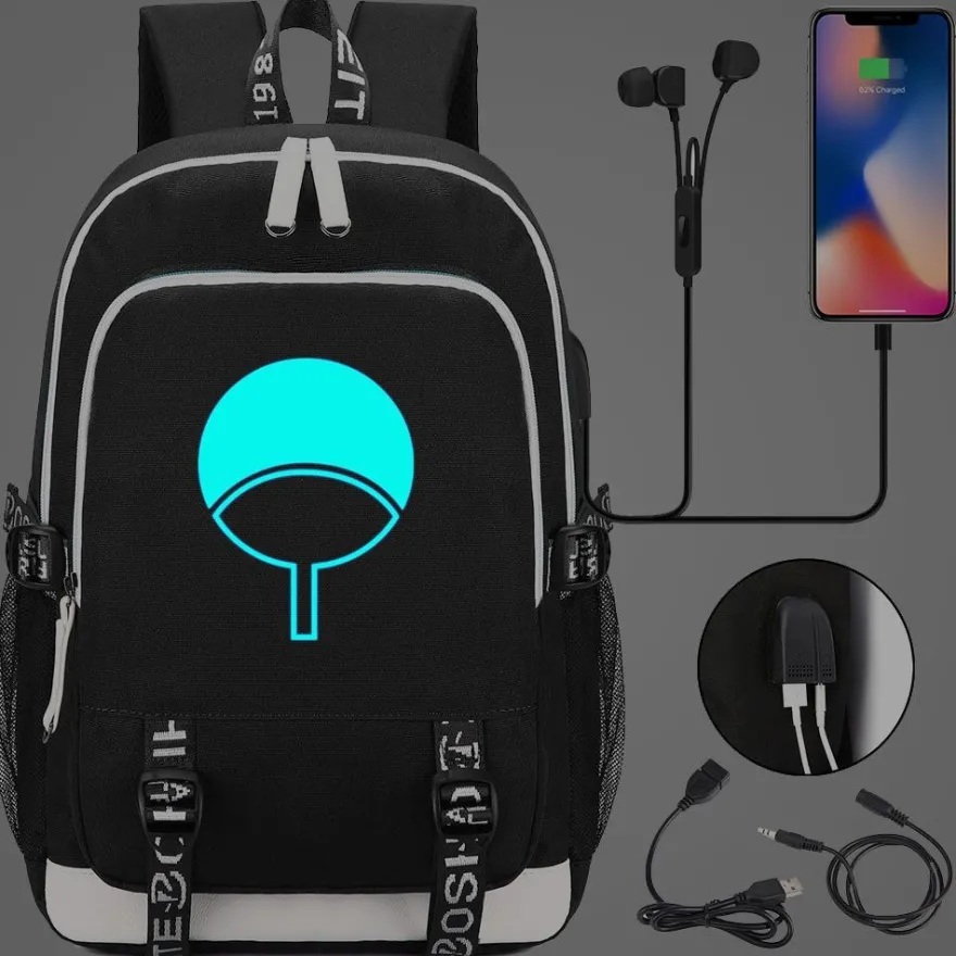 Naruto Schultasche Uzumaki Uchiha Rucksack Akatsuki noctilucent USB-Lade Backpack
