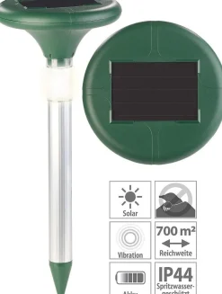 NEU 2in1 Solar Maulwurfschreck Schallwellen Leuchte für Vertreiben Tiere Garten