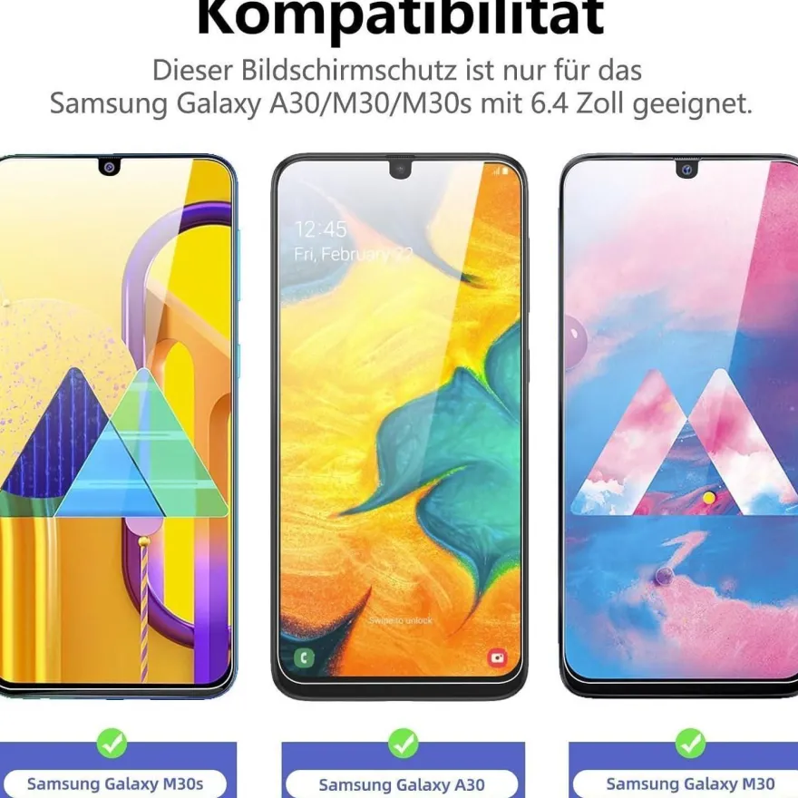 NEW'C 3x Panzerglas für Samsung Galaxy A30/M30/M30s - Kratzfrei, 9H Härte, HD