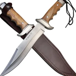 Nieto Bowiemesser Jagdmesser mit Olivenholzgriff inkl. Lederscheide Klinge 11 cm