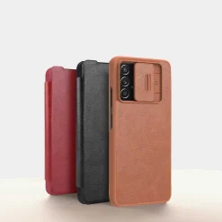 Nilkin ECHT LEDER Flip Klapp Handytasche mit Kameraschutz Handyhülle kompatibel mit