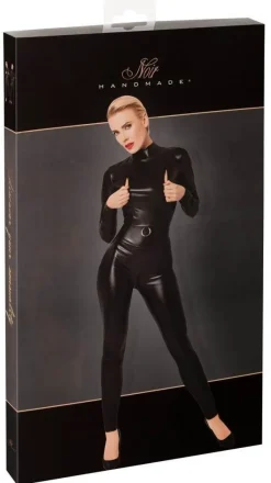 Noir Powerwetlook Overall mit Zips & Ring, Größe , Schwarz