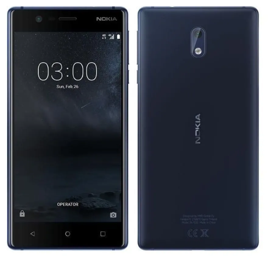 Nokia 3 TA-1032 DualSim Blau 8MP 2GB/16GB 12,7cm (5Zoll) NFC LTE Android Smartphon...