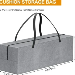 nomiou XXL Auflagentasche für Gartenpolster, wasserdicht, 130x40x55cm, 600D
