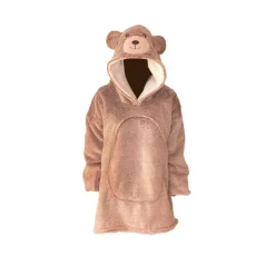 Noxxiez Kuscheldecke mit Kapuze Bär S für Kinder alter 3 bis 6 Jahre