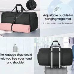 NUBILY Faltbare Reisetasche Sporttasche 65L Damen Herren Schwarz