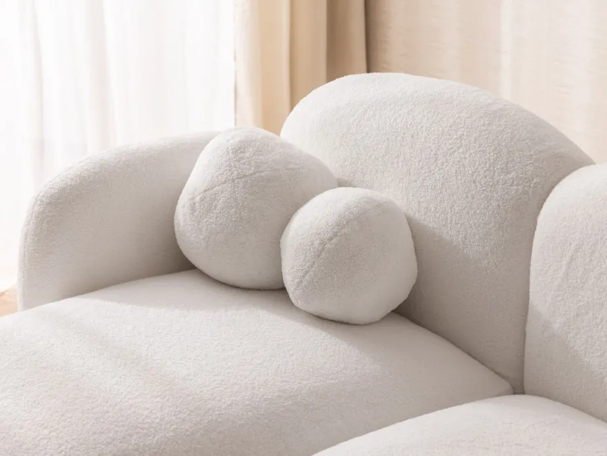 Nuvola - Moderne Ecksofa L-Form aus Bouclé-Stoff mit abgerundetem Design