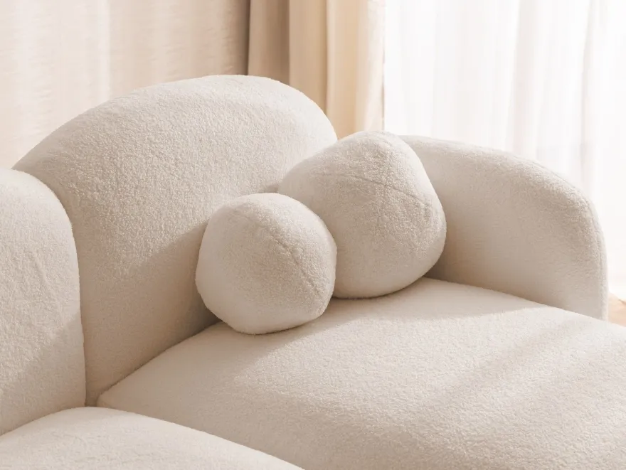 Nuvola - Moderne Ecksofa L-Form aus Bouclé-Stoff mit abgerundetem Design