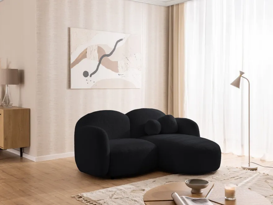 Nuvola - Moderne Ecksofa L-Form aus Bouclé-Stoff mit abgerundetem Design
