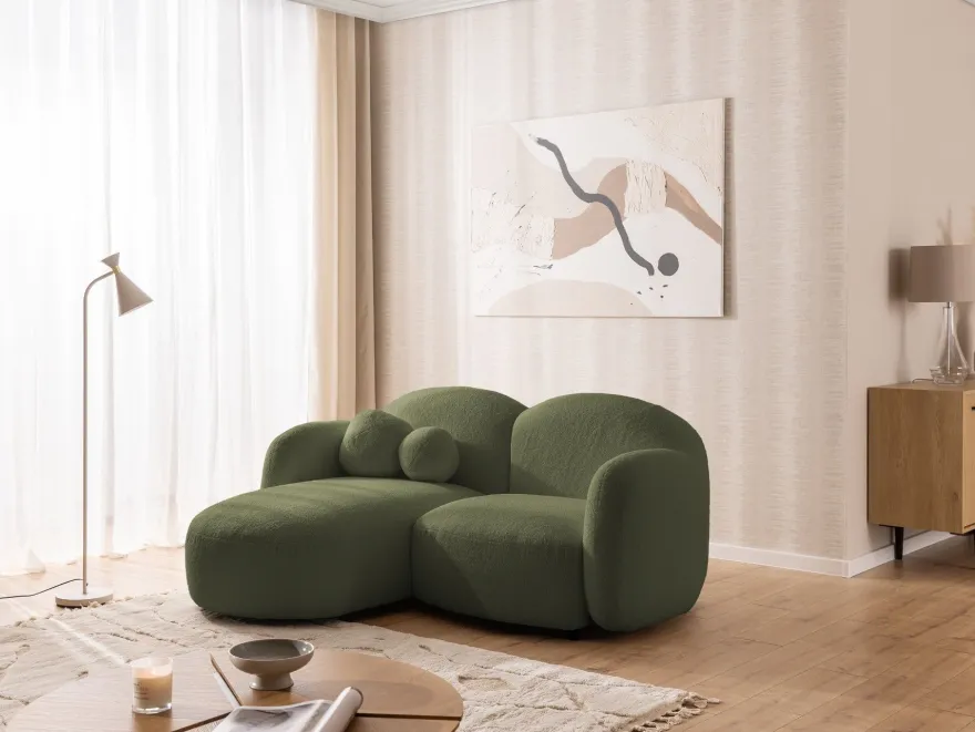 Nuvola - Moderne Ecksofa L-Form aus Bouclé-Stoff mit abgerundetem Design