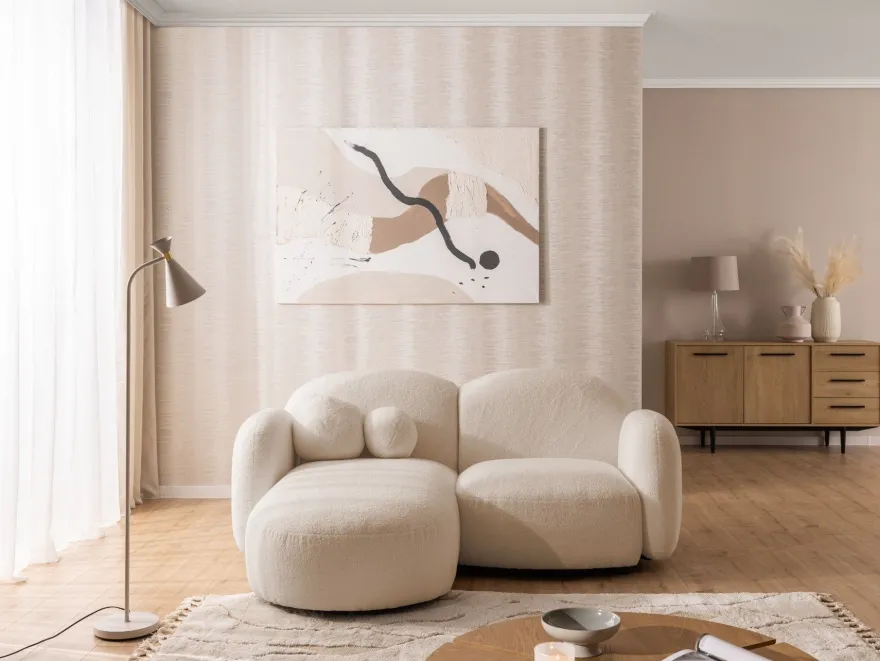 Nuvola - Moderne Ecksofa L-Form aus Bouclé-Stoff mit abgerundetem Design