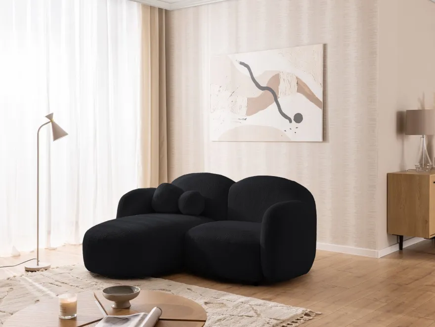 Nuvola - Moderne Ecksofa L-Form aus Bouclé-Stoff mit abgerundetem Design