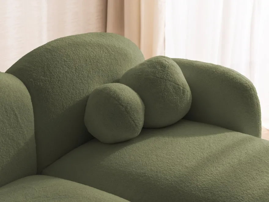 Nuvola - Moderne Ecksofa L-Form aus Bouclé-Stoff mit abgerundetem Design