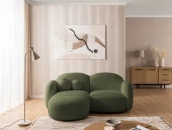 Nuvola - Moderne Ecksofa L-Form aus Bouclé-Stoff mit abgerundetem Design