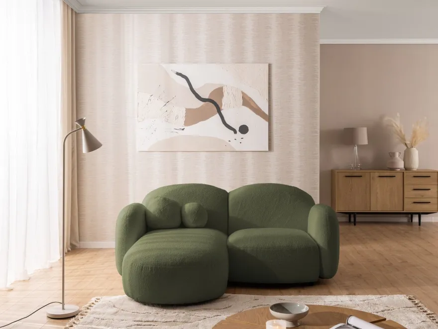 Nuvola - Moderne Ecksofa L-Form aus Bouclé-Stoff mit abgerundetem Design