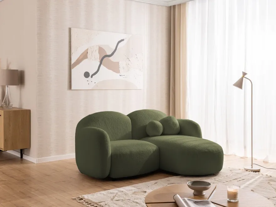 Nuvola - Moderne Ecksofa L-Form aus Bouclé-Stoff mit abgerundetem Design