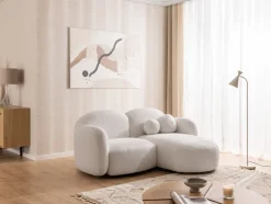 Nuvola - Moderne Ecksofa L-Form aus Bouclé-Stoff mit abgerundetem Design