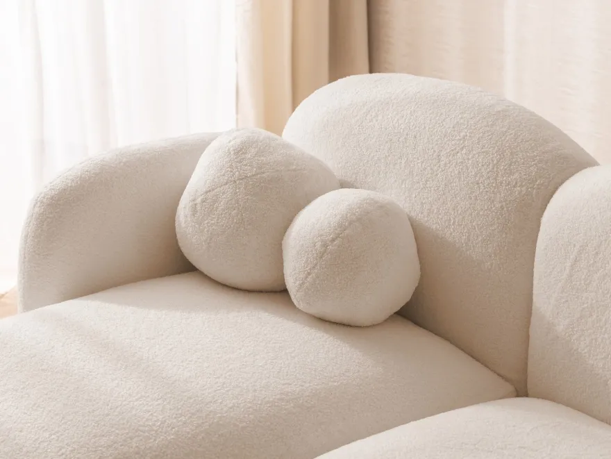Nuvola - Moderne Ecksofa L-Form aus Bouclé-Stoff mit abgerundetem Design