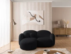 Nuvola - Moderne Ecksofa L-Form aus Bouclé-Stoff mit abgerundetem Design